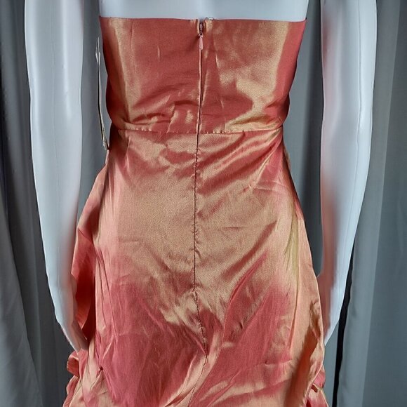 Pretty Maids Mango Color Shimmer Strapless Midi Formal Dress Size 14 (NWT) - Picture 4 of 9